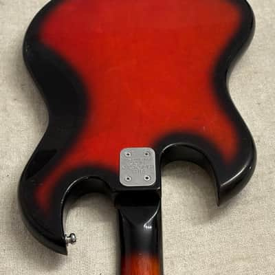 1960’s Lyle 26.5” Scale Baritone Electric Guitar Redburst MIJ Japan Conrad Burns Style RARE Model image 17