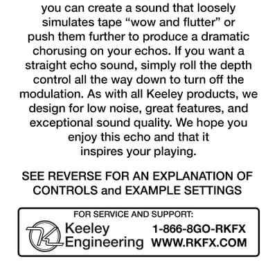 Keeley Mag Echo - Modulated Tape Delay Pedal image 5