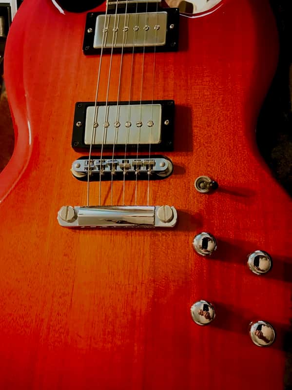 J.W. Van SG style neck through Electric guitar Cherry Burst image 1