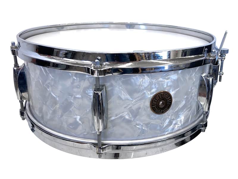1960's Gretsch 6.5"x14" Dixieland Snare Drum in White Marine Pearl image 1