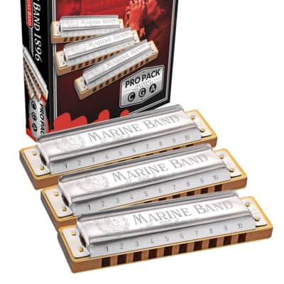 Immagine Hohner Marine Band 1896 Pro Pack 3-piece Harmonica Set-NEW - 2