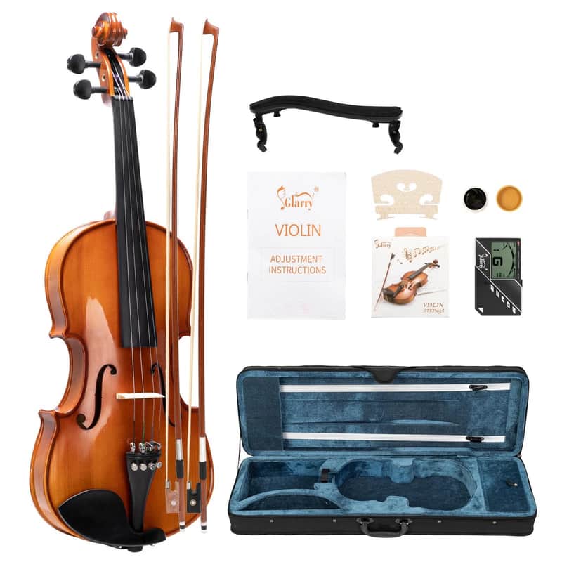 Glarry 4/4 Acoustic Violin with Electronic Tuner Violin Hard Case image 1
