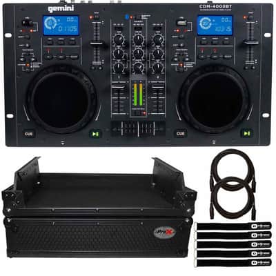 Gemini CDM-4000BT CD/MP3/USB DJ Media Player Mixer Controller, Black Flight Case image 1