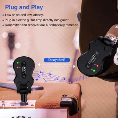 Lekato ISM 5.8Ghz Wireless Guitar Bass Audio Transmitter Receiver System 30M 4 Channels US image 6