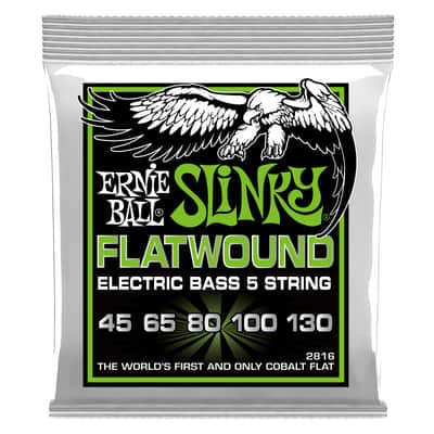 Ernie Ball 5-String Slinky Flatwound Electric Bass Strings - 45-130 Gauge image 1