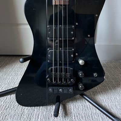 Greco TB-700 Thunderbird Bass Black 1980s MIJ with Hipshot SuperTone Gibson Bridge + Gibson Thunderbird Case image 2