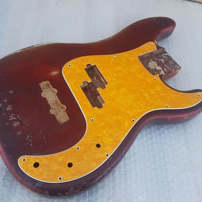 1958 FENDER PRECISION BASS BODY USA - CANDY APPLE RED image 8