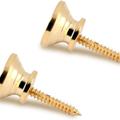 Guitar Strap Locks Metal Guitar Strap Buttons End Pins with Mounting Screws for Folk Acoustic Electric Guitar or Bass Ukulele Set of 2Pcs Bell Style Gold image 3
