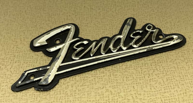 Fender Amp 1963 Original Vintage Logo Plate Badge Emblem Early Paint Version image 1