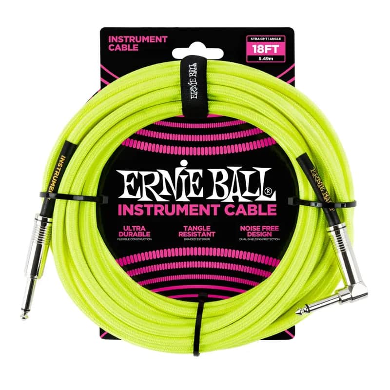CAVO JACK-JACK ERNIE BALL 6085 Braided Cable 18' Neon Yellow (5,49 mt) image 1