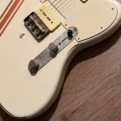 Big River “Jazzcaster” • Aged Vintage White over Met.Copper Nitro • Aged Maple/Rosewood/Binding/Blocks/Matching Headstock • A5P90 image 4