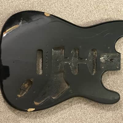 Vintage Strat body from Estate - Not a heavy guitar body! ! - unbranded light weight stratocaster style body 1970's - black / w real wear and good mojo - featherweight ! not heavy! image 1