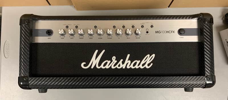 Marshall MG Carbon Fiber MG100HCFX 100-Watt Solid State Guitar Amp Head 2011 - 2018 - Black Carbon Fiber image 1