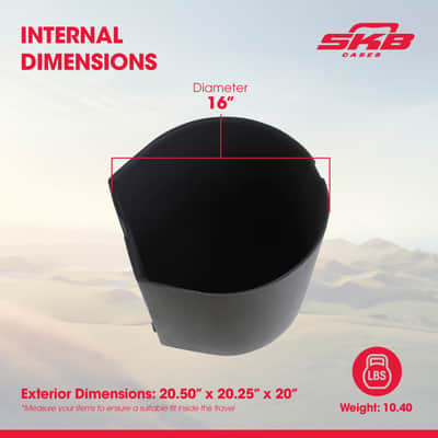 SKB 16" x 16" Floor Tom Case with Padded Interior, D-Shaped Drum Design, and Molded in Feet for Upright Positioning and Stability, Black image 3
