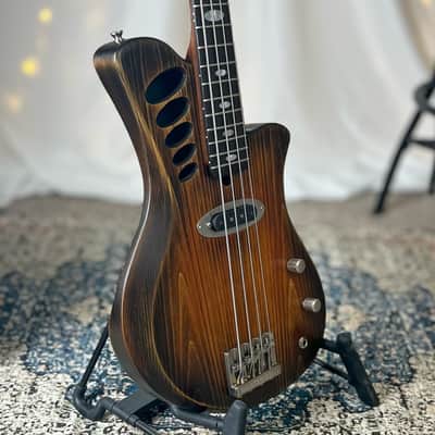 Offbeat Guitars "Dorothy" 30" Short Scale Semi-Hollowbody Bass in Maple Syrup on Carved Top Spanish Cedar with Bookmatched White Pine Top, Nordstrand 51P4S Pickup, Leo Quan Badass Hardware image 2