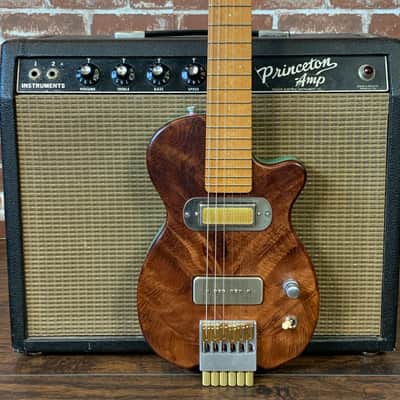 Island Espeto Custom 2020 Natural/Teal Redwood Top, Dual-Pickup Headless Guitar (Mint Condition) image 2