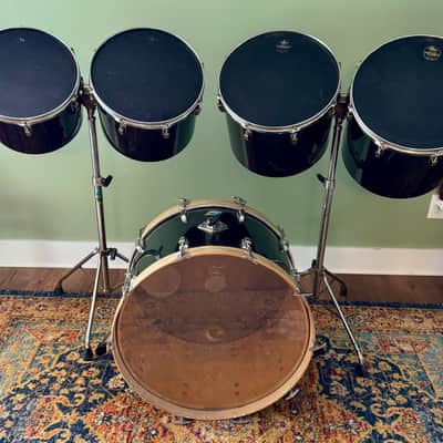 Ludwig 70's Quadra Plus Drum Set Black  Vintage Blue & Olive Badge Read Listing image 2