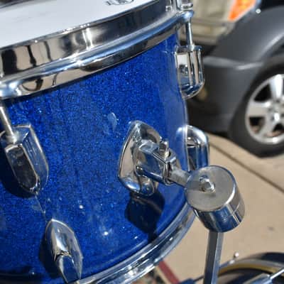Vintage Pearl Kit "Tempro"  Drum Set with Snare in Blue Sparkle 20, 14, 12, 16 image 7