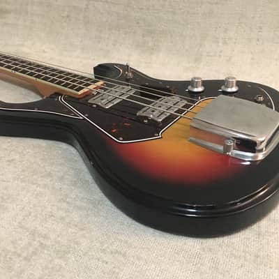 National EG467-2B / Silvertone 1490 Electric Bass 1960's Sunburst Japan + Case Super Clean! image 11