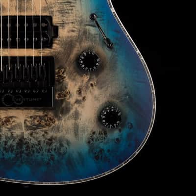 Mayones Regius 4Ever 6 String 3A Grade Eye Poplar Top Jeans Black Three Tone Blue Burst Satine Finish image 11