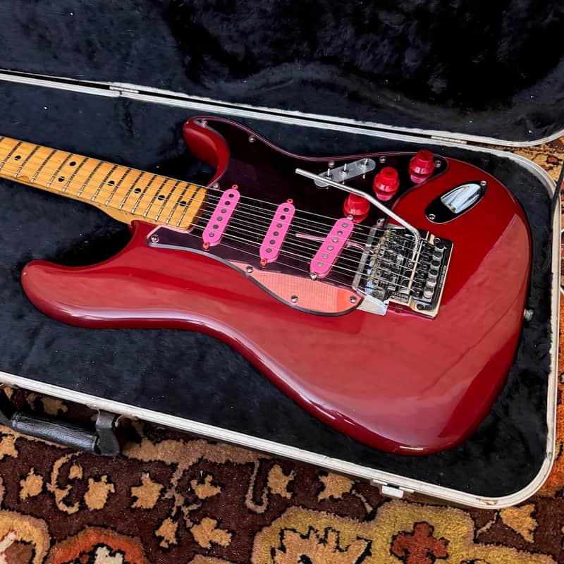 Vintage 1981 Fender Stratocaster USA Translucent Red Kahler Guitar OHSC 1970s image 1