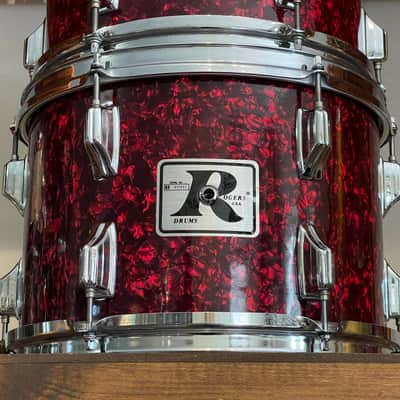 1970's Rogers XP8 Red Diamond Pearl 12/13/16/22 Big R Drum Kit image 15
