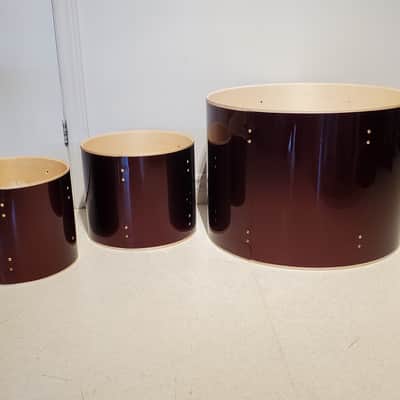 3PC Burgundy Drum Shells 22"x16", 13"x11", 12"x10" - Ultra Clean - Save $$ image 6
