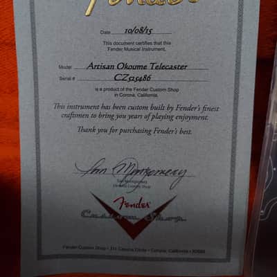 2015 Fender Custom Shop Artisan Okoume Telecaster COA Included! (336) image 7