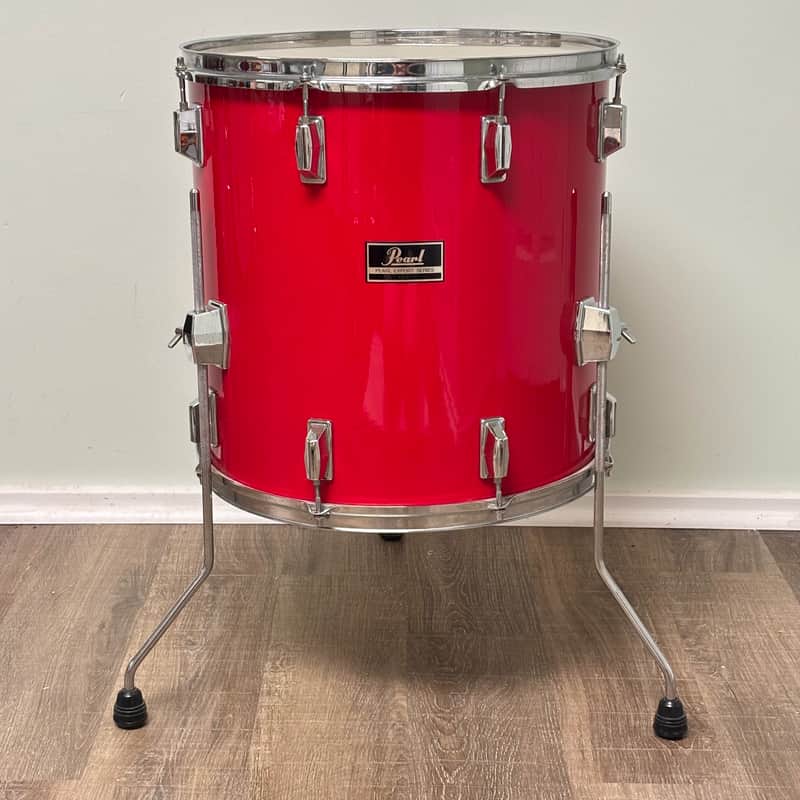 Pearl Export EX 16"x16" Floor Tom Drum with Legs - Late 1980's - Coral Red image 1