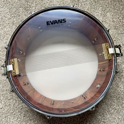 Like-New Fierce Drum Co., 13x5.5 Columbian Rosewood stave snare with all-DW hardware, Canopus and extra wires image 8
