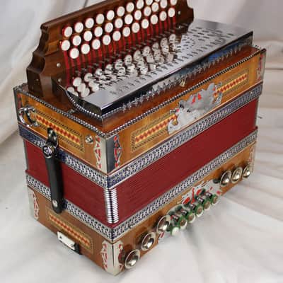 8313 - Alpine Matt Rote 3 Row Steirische Diatonic Button Accordion BbEbAb MMM 34 11 image 3