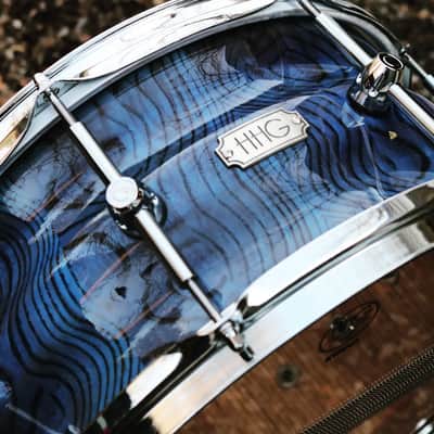 HHG Drums 14x7 Contoured Ash Stave 2022 Ocean Blue High Gloss Lacquer image 2