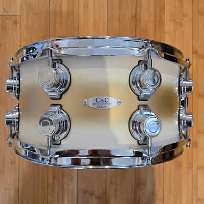 Snares - C&C Drum Co. 7x14 12th & Vine Maple/Poplar "LA Camco" Snare Drum (Antique White/Gold Duco) image 1