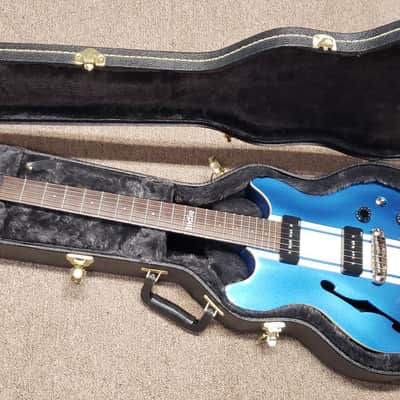 Indie Guitar Company Double Cut Metallic Blue Electric Guitar - Mint image 1
