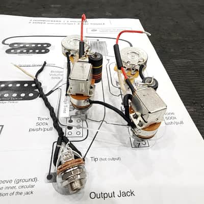 Carparelli Les Paul Wiring Harness — CTS 500K Long Shaft Volumes, Push/Pull Tone Coil-Splits, Emerson 0.022µF Caps image 3