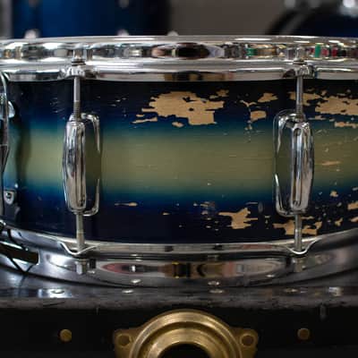 1960s Slingerland 5x14 Duco Blue & Silver Student Model Radio King Snare Drum image 3