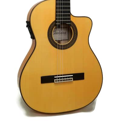 Cordoba 55FCE Thinbody Nylon String Flamenco Acoustic-Electric Guitar w/ Case - Made in Spain image 1