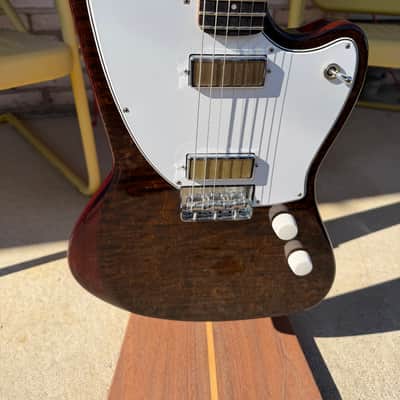 2020 Harmony USA Silhouette Limited Edition Flame Maple Top - Transparent Brown + New GATOR Transit GT bag image 9