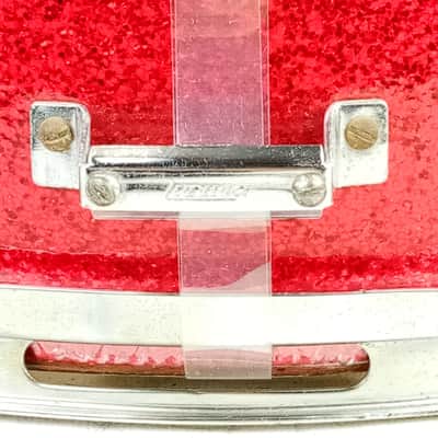 Ludwig 10x14"Red Sparkle Snare Drum Vintage70s Steel Hoops Marching/Parade Maple image 7