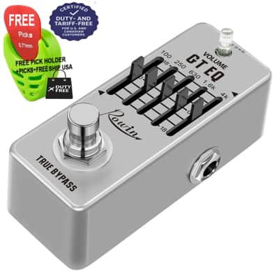 Rowin Guitar Equalizer Pedal 5-band Graphic EQ Frequency Compensator Â±18dB Range LEF-317A, FREE PICKS + HOLDER+ FREE SHIP USA
