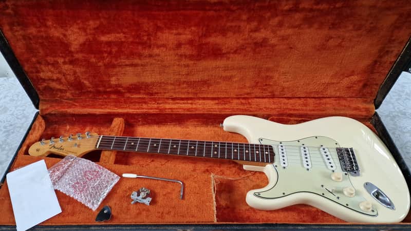 1964 Fender Stratocaster Left Hand Electric Guitar Olympic White USA Strat - Very Good
