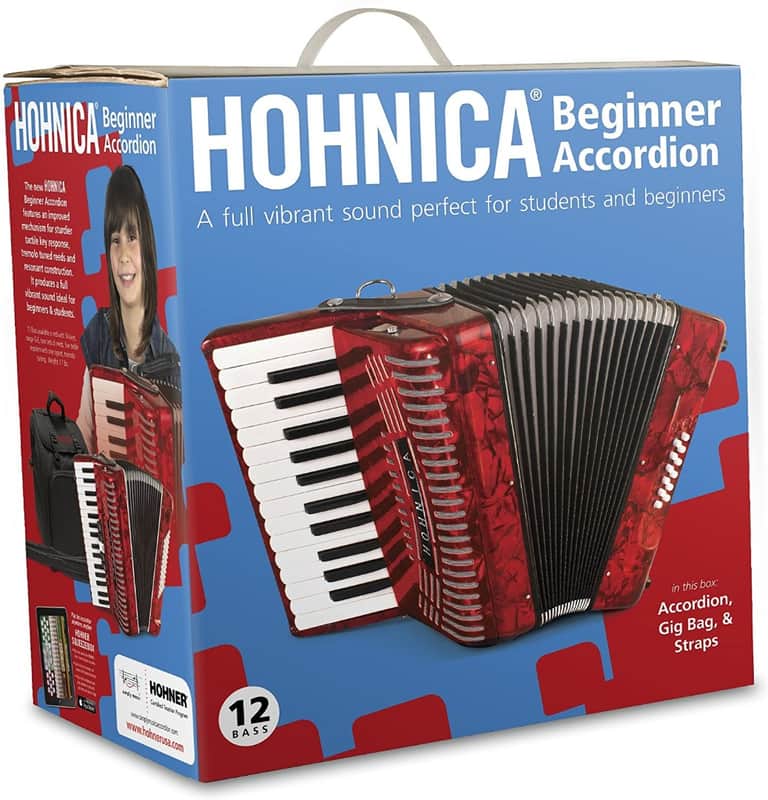 Hohner Accordions 1303-RED 12 Bass Entry Level Piano Accordion, Red with Bag + image 1