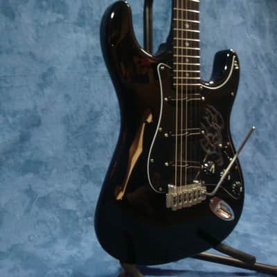 Custom Semi-Hollow Body Thin Line Strat w Lindsey Fralin Split Blade P'ups Black image 7