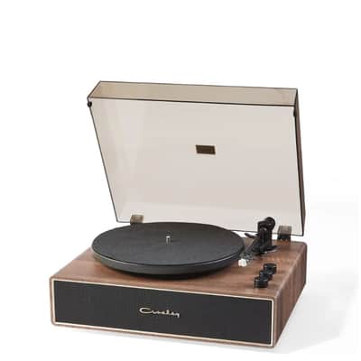 Crosley CR6046A 2-Speed Stave Turntable Record Player - Walnut and Gold-NEW image 1