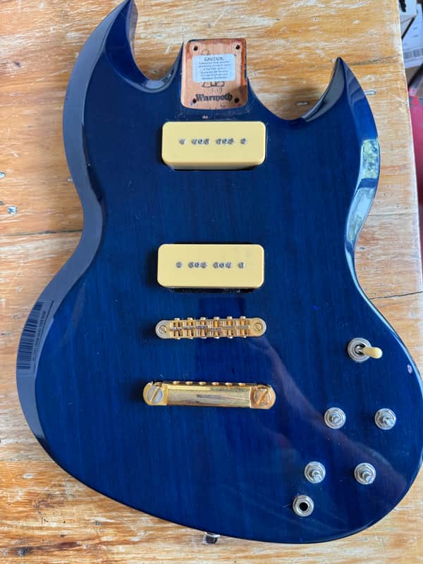 Warmoth SG Style P-90's Loaded Body 2015 - Blue image 1