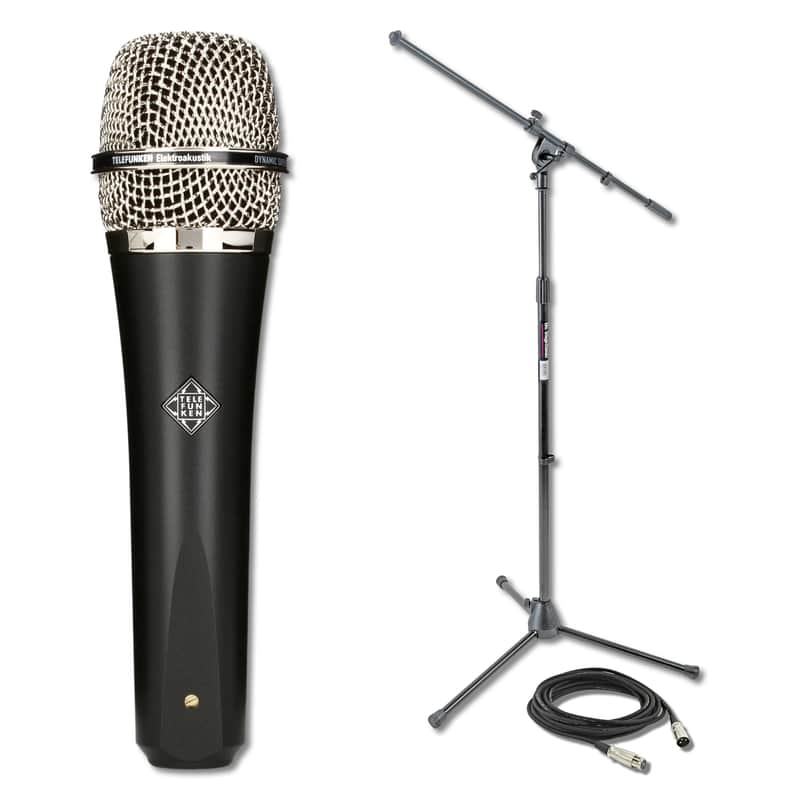 Telefunken M80 Dynamic Handheld Vocal Microphone with On-Stage MS7701B Boom Microphone Stand and Professional Grade XLR Cable image 1