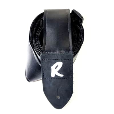 Black Faux Leather Guitar Strap - Black Artificial Leather Guitar Strap - Genuine Leather Ends - Fits Acoustic, Electric or Bass Guitars image 4