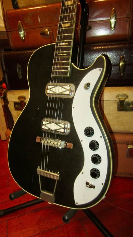 ~1964 Silvertone Model 1423 Jupiter Stratotone Faux Black Sparkle image 1