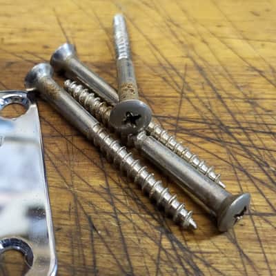 Vintage RARE 1966 EKO Model 995/2 Italy Electric Bass Guitar Neck Plate and Installation Screws Luthier Parts image 4