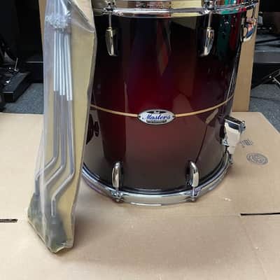 Pearl Masters Maple Complete 16"x16" Floor Tom W/ Super Hoop - Red Burst Stripe SN: 211144 image 1